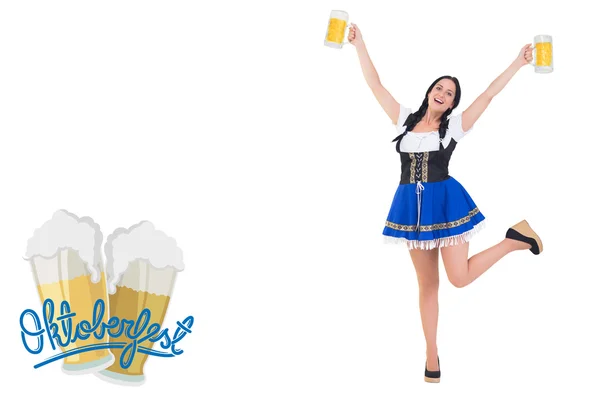 Oktoberfest tjej innehar öl stop — Stockfoto