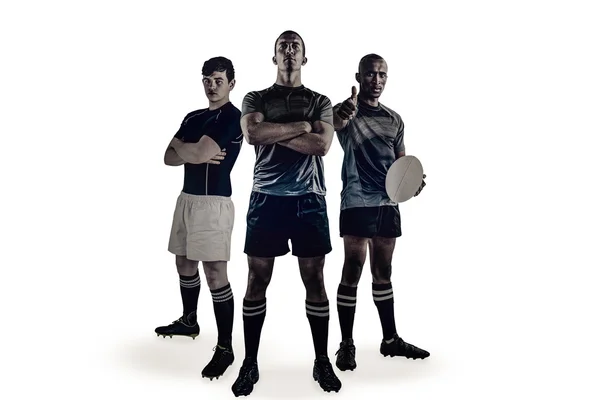 Groep stoere rugbyspelers — Stockfoto
