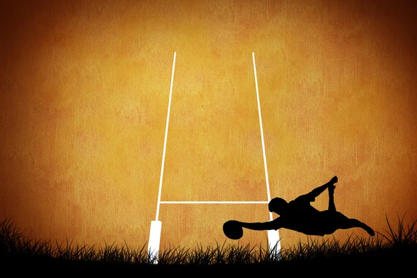 Silhouet van rugbyspeler — Stockfoto