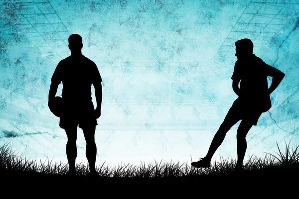 Silhouettes of rugby players — Stock Photo, Image