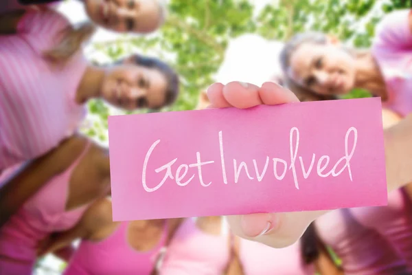 Get involved against smiling women — Stock Photo, Image