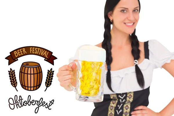 Oktoberfest girl holding beer tankard — Stock Photo, Image