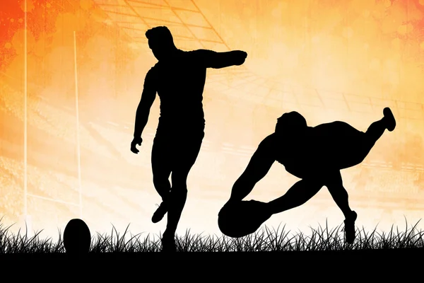 Silhouette of rugby player — Stock Photo, Image