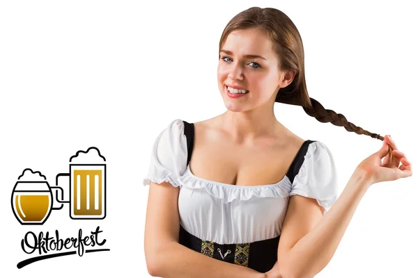 Hezká dívka oktoberfest se usmívá na kameru — Stock fotografie