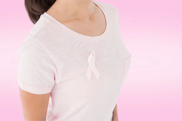 Woman in pink for breast cancer awareness — Stock Photo, Image