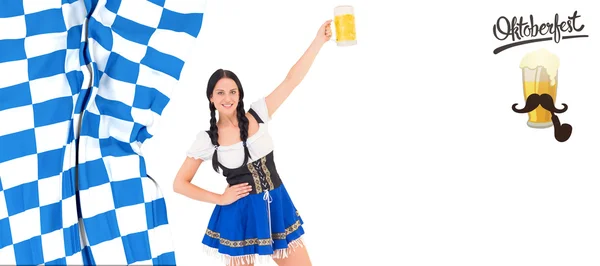 Oktoberfest bira tankerin tutan kız — Stok fotoğraf
