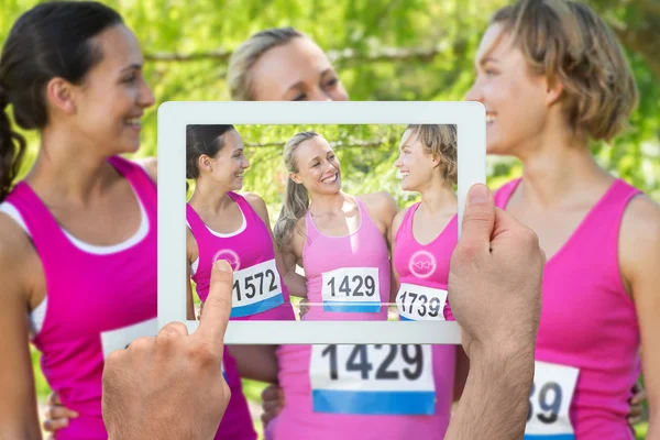 Sammensatt bilde av håndholdte tabletter pc – stockfoto