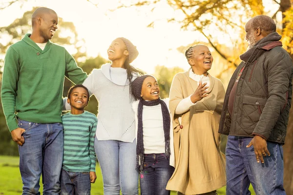 Extended family posing with warm clothes — Stock Photo, Image