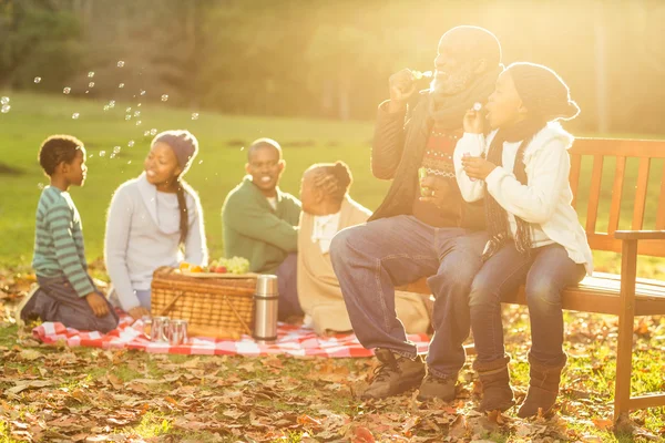 Familia feliz teniendo un picnic — Foto de Stock