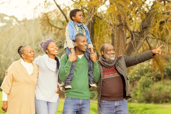 Famille élargie posant avec des vêtements chauds — Photo