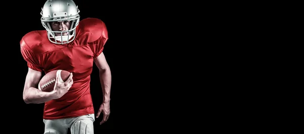 Imagem composta de retrato de jogador de futebol americano em vermelho j — Fotografia de Stock