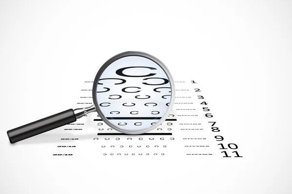 Magnifying glass against eye test — Stock Photo, Image