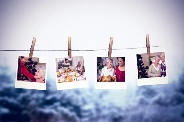 Clothes peg on line with instant photos — Stock Photo, Image