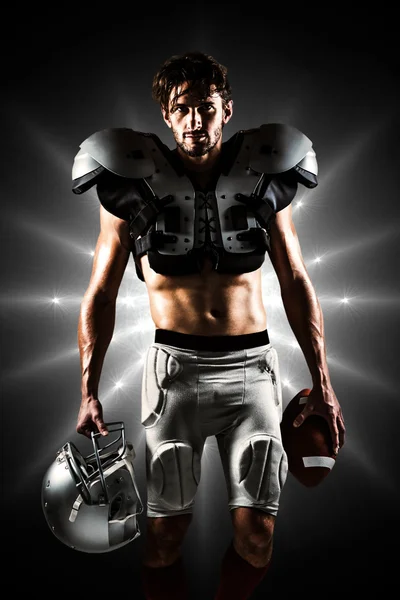 Shirtless American football player with padding — Stock Photo, Image