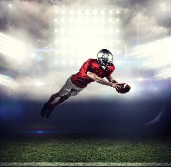 American football player scoring a touchdown — Stock Photo, Image