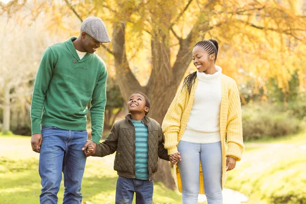 Retrato de una joven familia sonriente — Foto de Stock