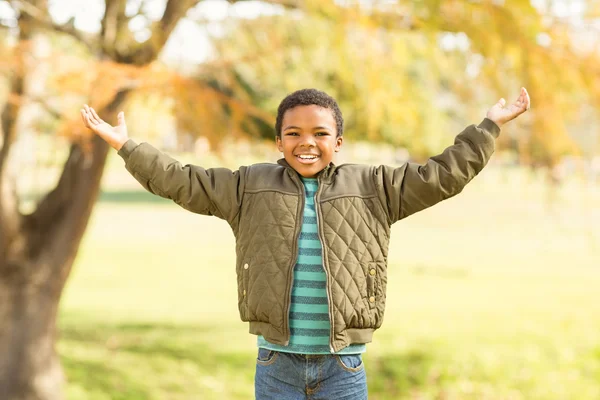 Porträtt av en liten pojke med utsträckta armar — Stockfoto