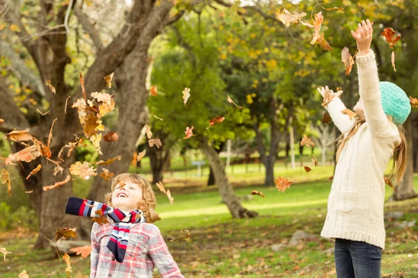 Felices hermanos en el parque — Foto de Stock