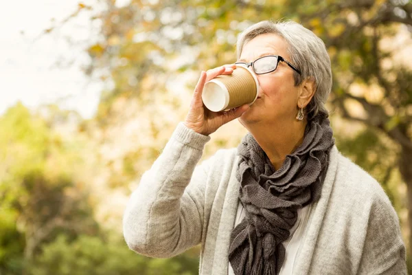 Senior kvinna i parken — Stockfoto