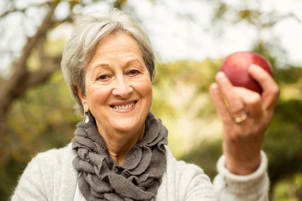 Senior vrouw in het park — Stockfoto