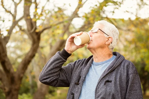 Senior man in het park — Stockfoto