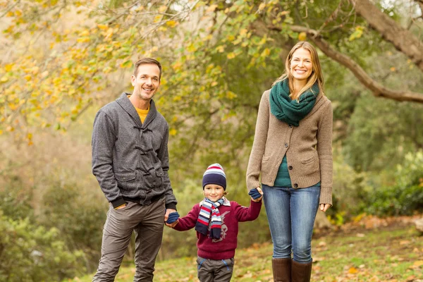 Smiling young couple with little boy posing — Stock Photo, Image