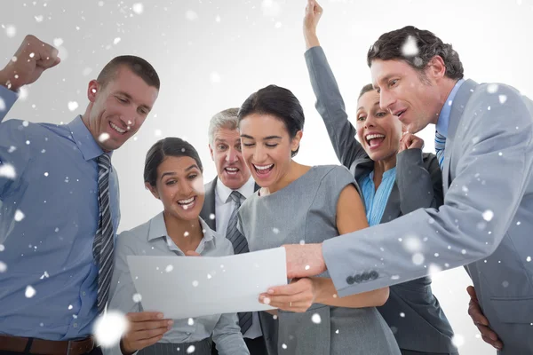 Business team celebrating a new contract — Stock Photo, Image