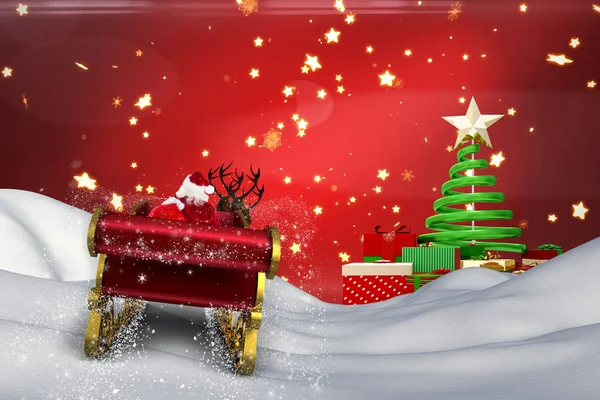Composite image of santa flying his sleigh — Stock Photo, Image