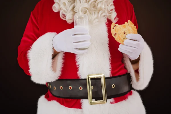 Santa gelet melk en cookie — Stockfoto