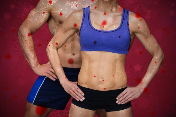 Kompositbild des Bodybuilding-Paares — Stockfoto
