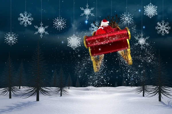 サンタのそりを飛行の合成画像 — ストック写真