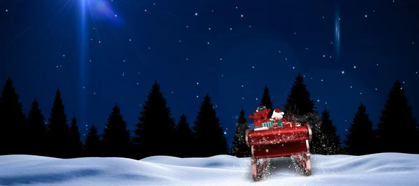 Composite image of santa flying his sleigh — Stock Photo, Image