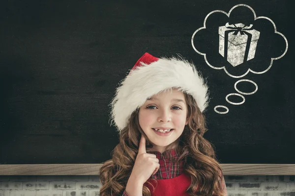 Niedliches Mädchen mit Weihnachtsmann Hut — Stockfoto