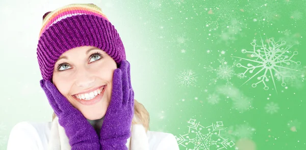 Young woman with cap and gloves — Stock Photo, Image