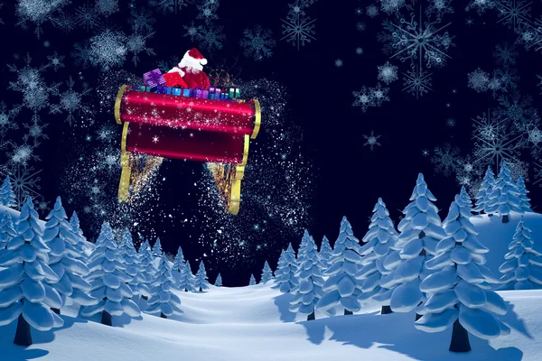 Composite image of santa flying his sleigh — Stock Photo, Image