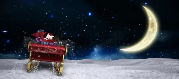 Composite image of santa flying his sleigh — Stock Photo, Image