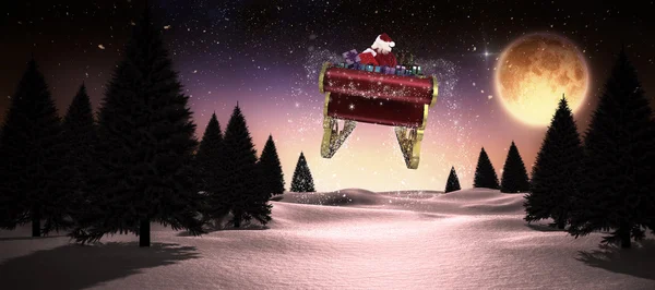 Santa flying his sleigh — Stock Photo, Image