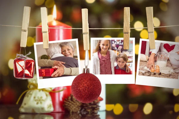 Složený obraz visí vánoční fotografie — Stock fotografie