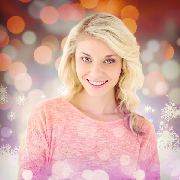 Pretty blonde smiling with arms crossed — Stock Photo, Image