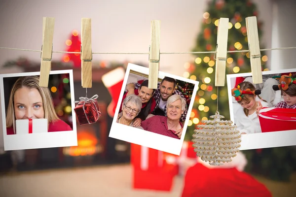 Imagem composta de fotos de Natal em uma linha — Fotografia de Stock