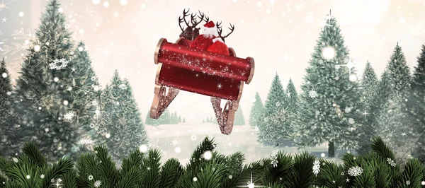 Santa flying his sleigh — Stock Photo, Image