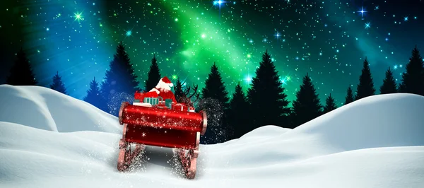 Santa flying his sleigh — Stock Photo, Image