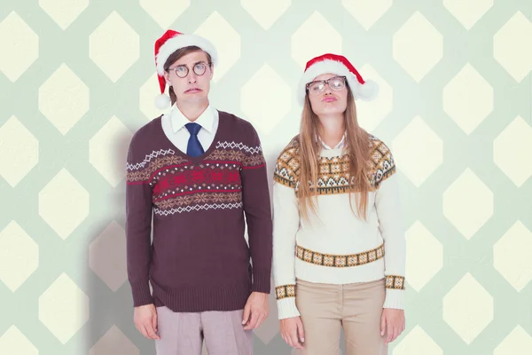 Sad geeky hipster couple — Stock Photo, Image