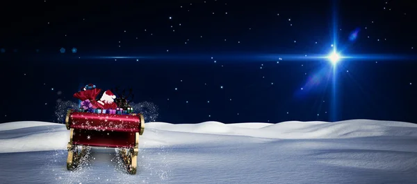 Composite image of santa flying his sleigh — Stock Photo, Image