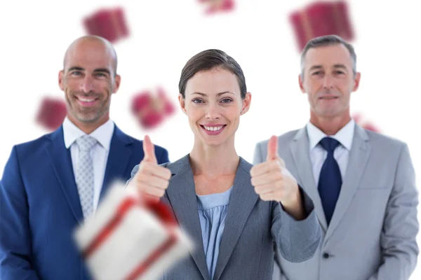 Business colleagues smiling at camera — Stock Photo, Image