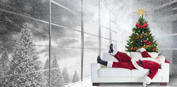 Weihnachtsmann macht Mittagsschlaf — Stockfoto