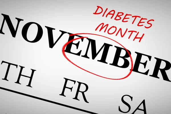 Diabetes bulan terhadap kalender November — Stok Foto