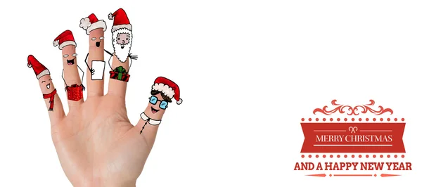 Composite image of christmas caroler fingers — Stock Photo, Image