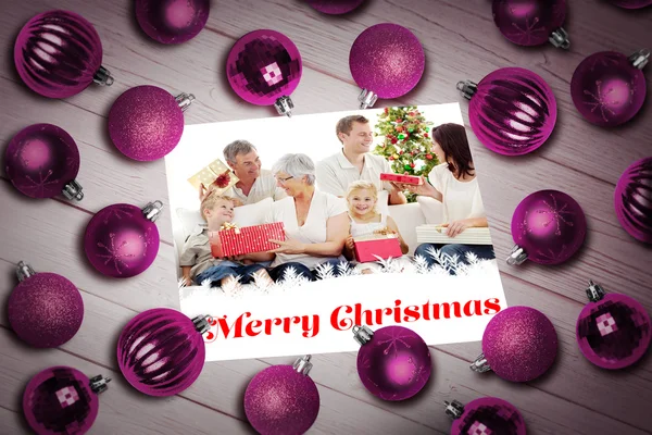 Felice carta di Natale della famiglia — Foto Stock