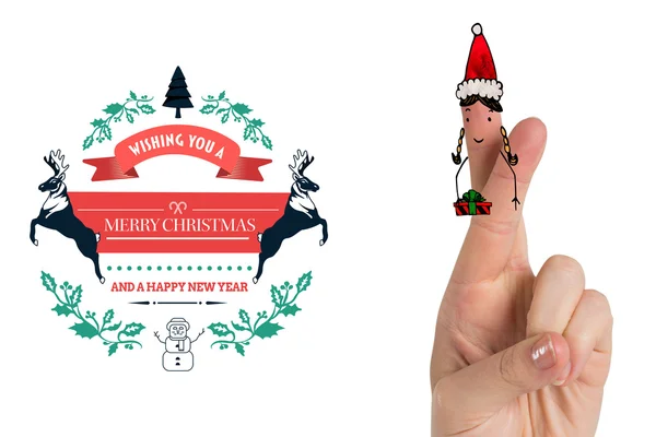 Composite image of christmas fingers — Stock Photo, Image